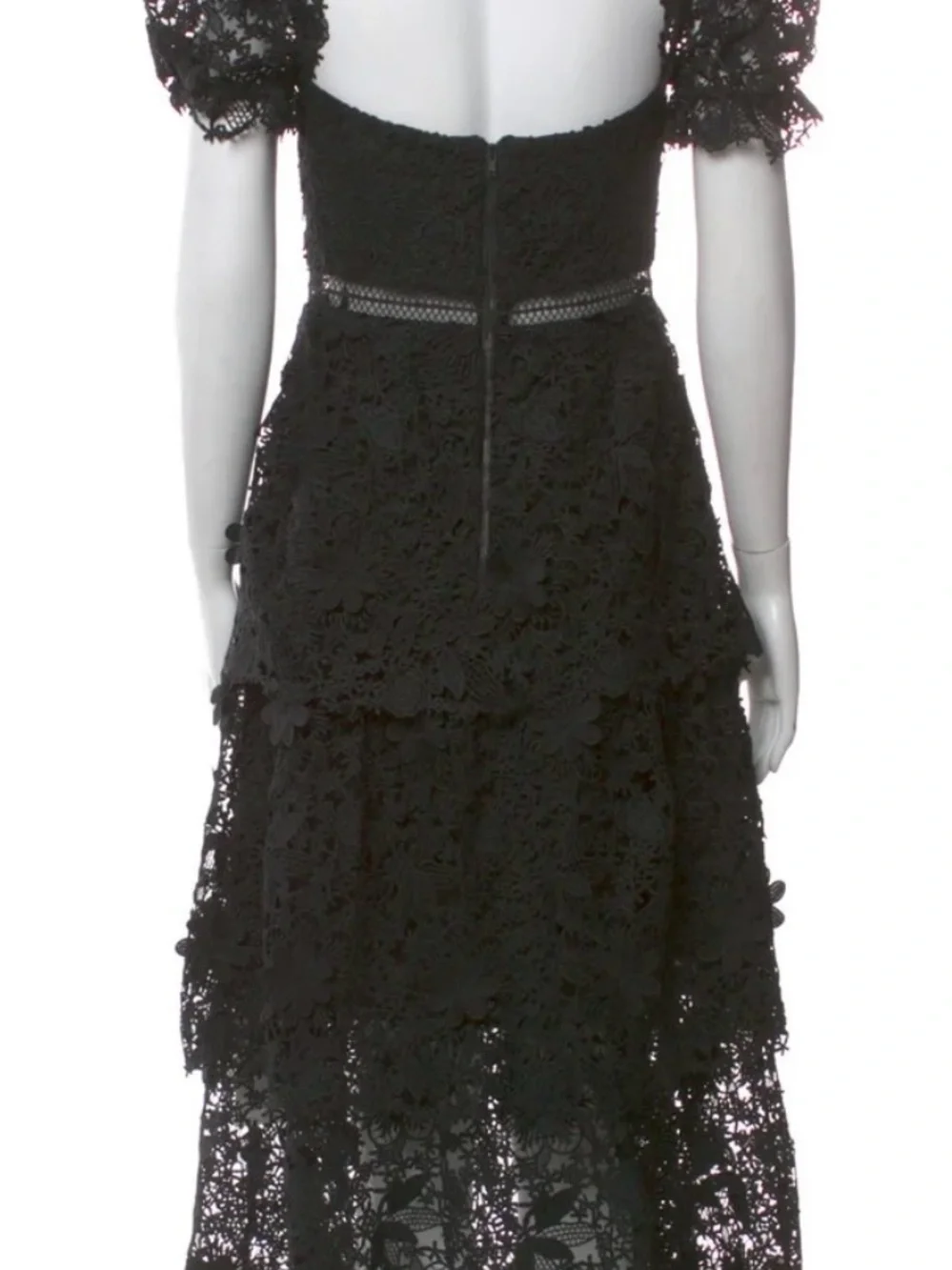 Self-Portrait Black Floral Lace Tiered Midi Dress - Picture 5 of 5